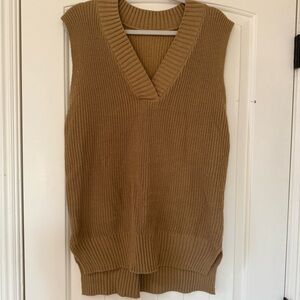 Tan Knit Sleeveless Sweater Vest